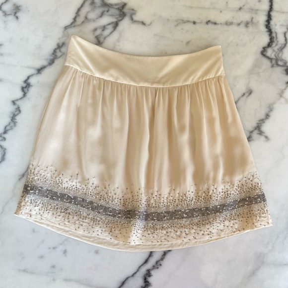 Club Monaco Cream Skirt with Embellished Beading Details - Picture 2 of 12